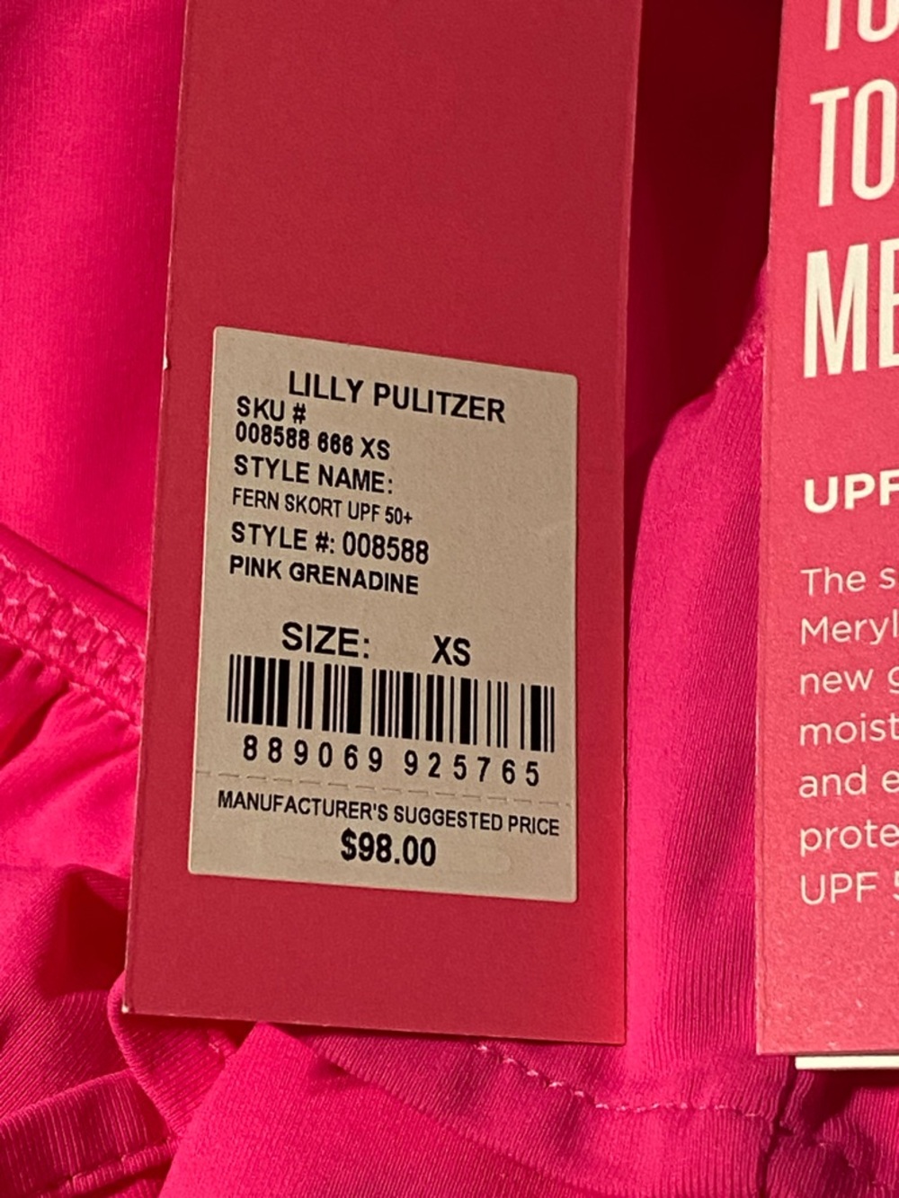 Lilly Pulitzer Neon Pink Grenadine Double Ruffle Skort, Size XS, NWT - Picture 5 of 8